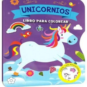 Libro para colorear con 100 pegatinas. Unicornios